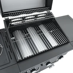 Barbecue gril à gaz avec 4 brûleurs noir acier enduit de poudre vidaXL