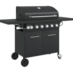 Barbecue gril à gaz avec 7 brûleurs noir acier enduit de poudre vidaXL