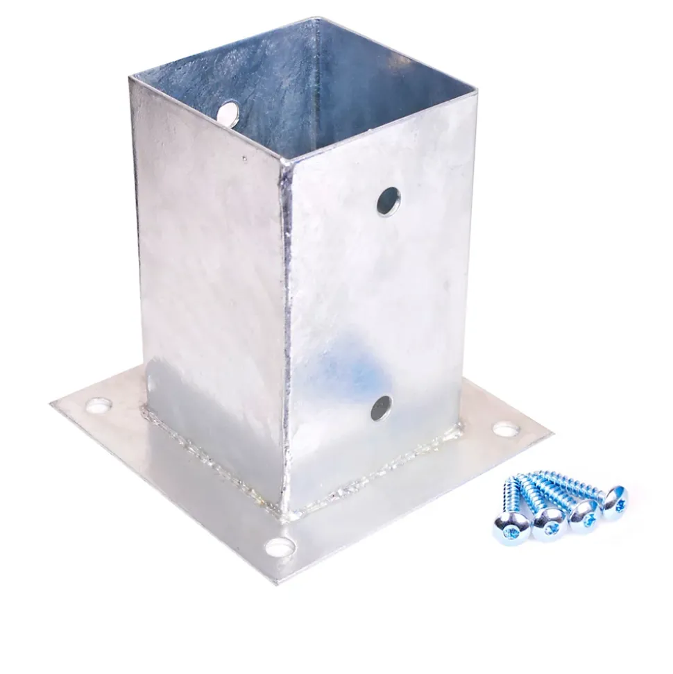 Base poteau à fixer 9 x 9 cm en acier