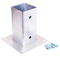 Base pour poteau à fixer galvanisé L.7 x l.7 x P.15 x ep.0,2 cm 4 vis