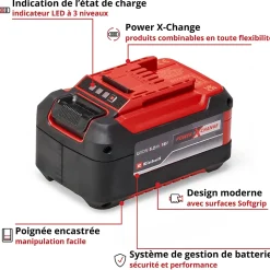 Batterie 5,2 Ah Power X-Change Plus Einhell (Temps de charge 80 min, Compatible avec tous les appareils Power X-Change)