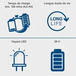 batterie 4.0Ah 20V + chargeur - batterie universelle pour la gamme SCHEPPACH 20V IXES