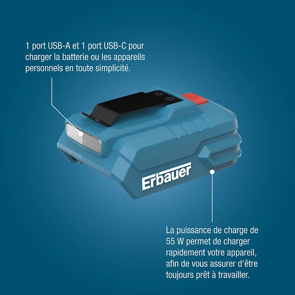Batterie externe usb-C/A lithium-Ion Erbauer ERI1104ACC 18V