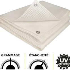 Bâche armée transparente 4 x 10 m, PE 160 g/m2 Haute densité, bâche de protection