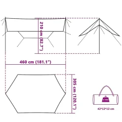 Bâche de camping vert 460x305x210 cm imperméable vidaXL