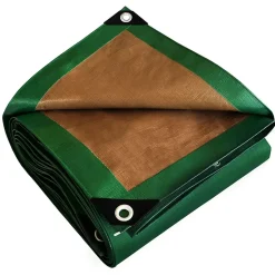 Bâche de Chantier 3x5 m - TECPLAST - HQ250CH - Verte et Marron - Haute Performance - Bâche de protection étanche pour Travaux