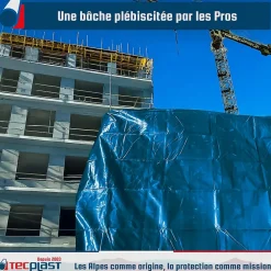 Bâche de Chantier 4x5 m - TECPLAST - SR150CH - Bleue et Verte - Haute Qualité - Bâche de protection imperméable pour Travaux