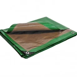 Bâche de jardin 3 x 5 m Verte et Marron Traitée Anti UV Polyéthylène 250g/m² KZ GARDEN