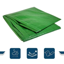 Bâche de Protection 3x4 m - TECPLAST - VR170MU - Bâche Armée Verte - Haute Qualité - Imperméable - Résistance Anti-UV
