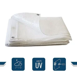 Bâche de Protection 3x4 m - TECPLAST - TR170MU - Bâche Armée Transparente - Haute Qualité - Imperméable - Résistance Anti-UV
