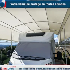 Bâche pour Carport 3x5 m Blanc Crème - Garantie 5 ans TECPLAST - LP506CP - Toile PVC étanche pour abri de voiture
