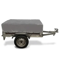 Bâche remorque PVC 200x120 cm avec rebords 30 cm, étanche anti-UV 450 g/m2, œillets tous les 30 cm - gris foncé