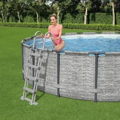 Bestway Échelle sécurisée pour piscine hors-sol jusqu'à hauteur 122 cm - 2 x 4 marches