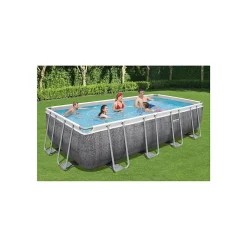 Bestway Piscine hors sol - Rectangulaire - Power Steel - Effet Rotin gris 549 x 274 x 122 cm