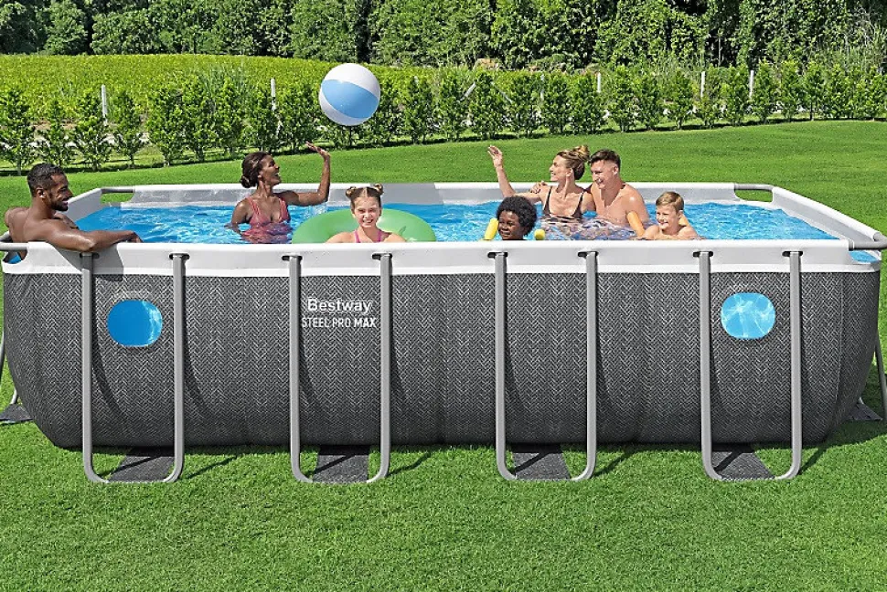 Bestway Piscine hors sol - Rectangulaire - Steel Pro Max - Splashview - 488 x 244 x 122 cm