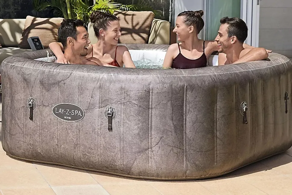 Bestway Spa gonflable carré Lay-Z-Spa Rome Smart AirJet EnergySense avec WiFi 4-6 personnes