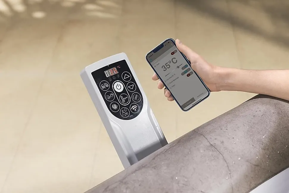 Bestway Spa gonflable carré Lay-Z-Spa Rome Smart AirJet EnergySense avec WiFi 4-6 personnes
