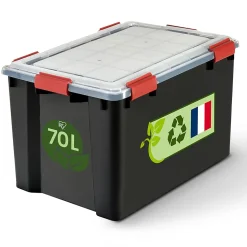 Boite Rangement Hermétique Plastique, 70L, Unité, Noir, WSB-70, Iris Ohyama