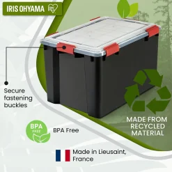 Boite Rangement Hermétique Plastique, 70L, Unité, Noir, WSB-70, Iris Ohyama