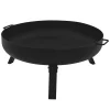 Bol à feu basero acier noir avec 3 pieds pliables foyer grille barbecue 60x27cm