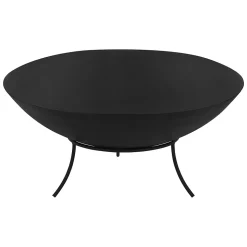 Bol à feu basero noir en acier avec 3 pieds foyer grille barbecue 55 x 24 cm