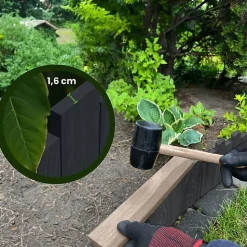 Bordure de jardin - Anthracite - Bois de pin - 100 cm x 20 cm - Design élégant - Durable