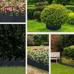 Bordure de jardin - Anthracite - Bois de pin - 100 cm x 20 cm - Design élégant - Durable