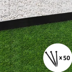 Bordure de jardin droite noire - 7,8 cm x 10 mètres avec 50 piquets d'ancrage - GT GARDEN