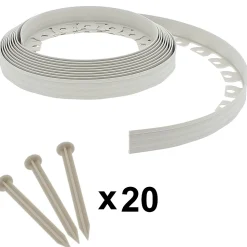Bordure de jardin flexible blanche - 4 cm x 10 mètres avec 20 piquets d'ancrage - GT GARDEN