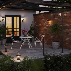 Borne d'extérieur Caprera taille S noir E27 25W IP44 GoodHome