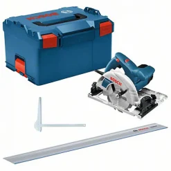Bosch GKS 55+ GCE 1350 W - Scie circulaire avec GCE, rail FSN 1400, L-BOXX - 0615990M91