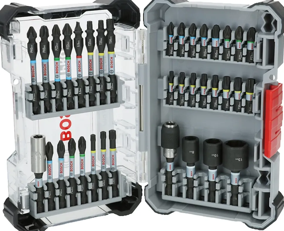 BOSCH Jeu d'embouts PRO impact 36 pcs - embouts impact, douilles et porte-embout en mallette