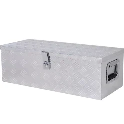 Boîte à outils en aluminium - caisse à outil poignées rétractables verrouillage clé dim. 76L x 33l x 25H cm