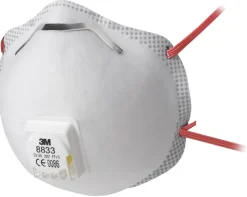 Boîte de 10 masques respiratoires coques jetables série 8833 FFP3 RD avec soupape blanc - 3M - 7100057145
