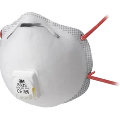 Boîte de 10 masques respiratoires coques jetables série 8833 FFP3 RD avec soupape blanc - 3M - 7100057145