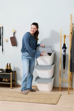 Boîte de rangement 51 L empilable SmartStore Collect Stack It Orthex P.55 cm blanc et gris