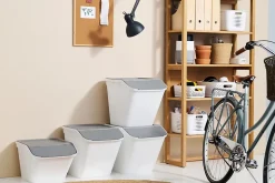Boîte de rangement 51 L empilable SmartStore Collect Stack It Orthex P.55 cm blanc et gris