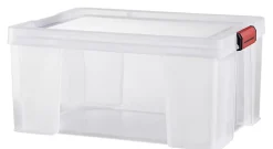 Boîte de rangement avec couvercle Sundis Clip’n store 27 L transparent