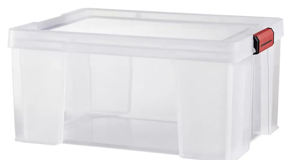 Boîte de rangement avec couvercle Sundis Clip’n store 27 L transparent