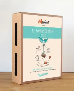 Boîte Lombricompost 2,5 kg H. 35 cm kraft et bleu pastel