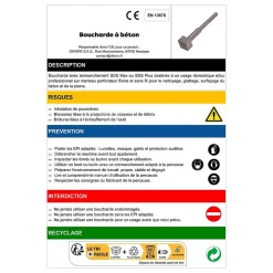 Boucharde 16 dents de 45 x 45 x L. 180 mm x Q. SDS-Plus / SDS+ - Béton - Diamwood