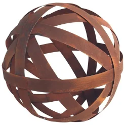 Boule déco jardin métal ajourée - Rouille 30 cm