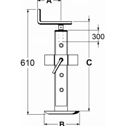Béquille 70x70 mm 1000 Kg fixation réglable
