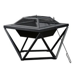 Brasero à bois en métal gris avec accessoires Teamson Home
