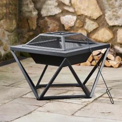 Brasero à bois en métal gris avec accessoires Teamson Home