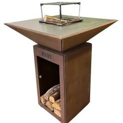 Brasero Auvergnat Corten Bois Carre 62 Simple Cuve