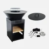 Brasero barbecue D.81.5cm avec grille de cuisson. espace de rangement. couvercle et ustensiles