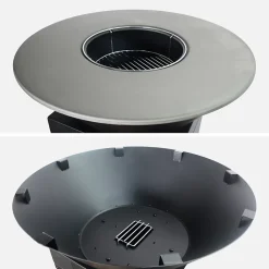 Brasero barbecue D.81.5cm avec grille de cuisson. espace de rangement. couvercle et ustensiles