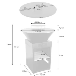 Brasero barbecue D.81.5cm avec grille de cuisson. espace de rangement. couvercle et ustensiles