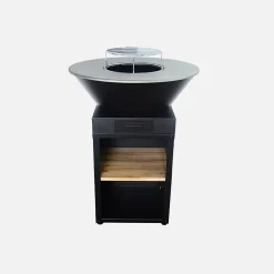 Brasero barbecue D.81.5cm avec grille de cuisson. espace de stockage pour le bois + Housse en polyester